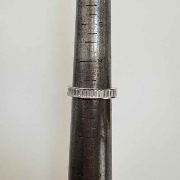 VTG Solid Sterling Silver 925 Cubic Zirconia Channel Set Band Ring Size 6.75 - Picture 8 of 10